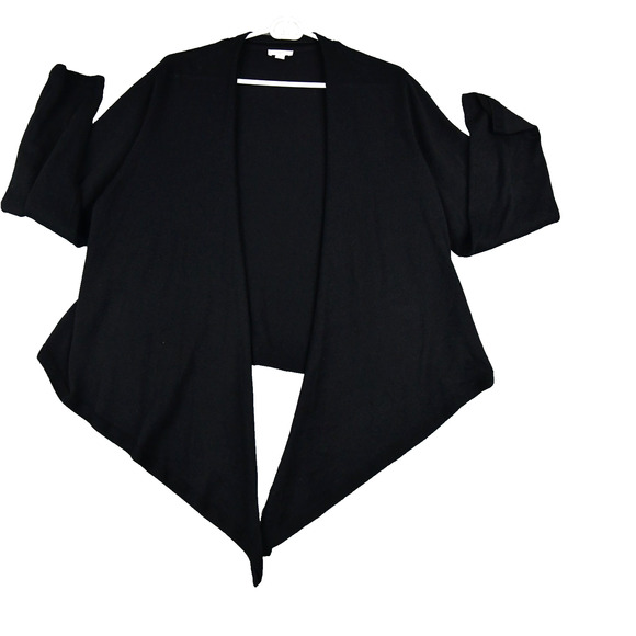 J.JILL Cardigan Tie Front Shrug Sweater Women Large Black Linen Blend - Picture 1 of 8
